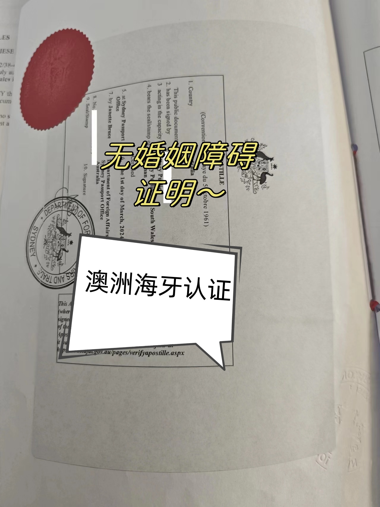 澳大利亚离婚判决书海牙认证Apostille用于国内中级人民法院做二次判定